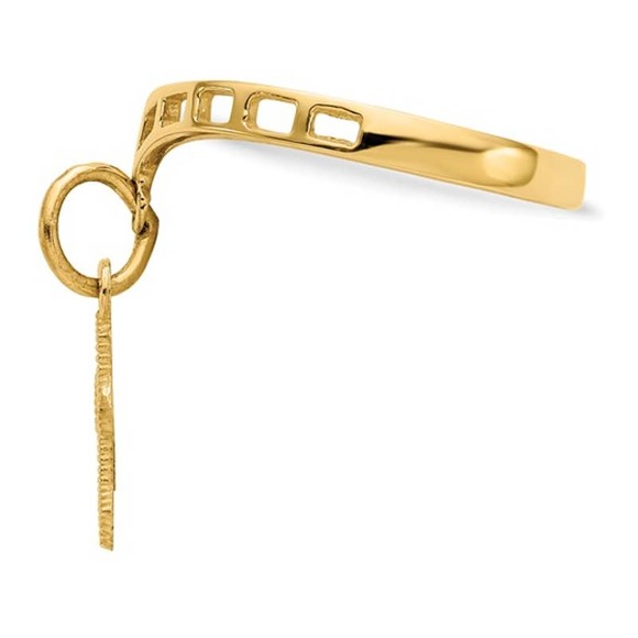 Real 14K Yellow Gold Dangle Cross Charm Ring Size 6 - Picture 3 of 5